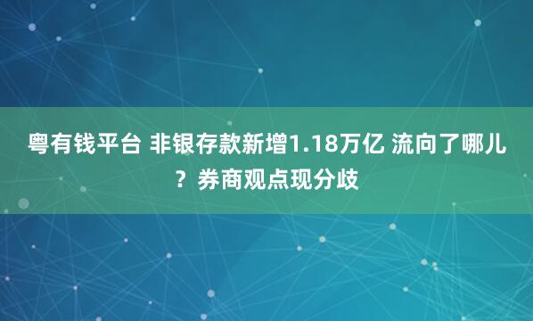 粤有钱平台 非银存款新增1.18万亿 流向了哪儿？券商观点现分歧